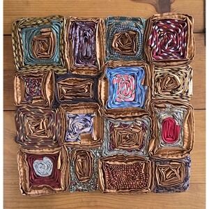 Vintage Dreamweavers Handmade Silk Tie Pillow Cover with Hand-Rolled Roses
